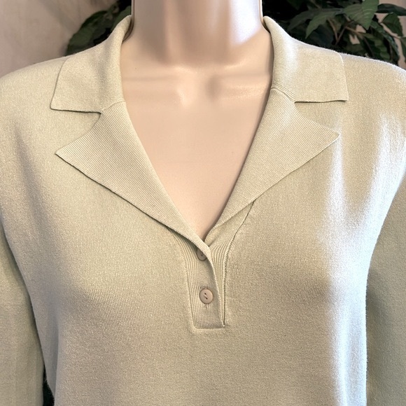 MAX STUDIO CELERY GREEN SILK SWEATER - Picture 2 of 6